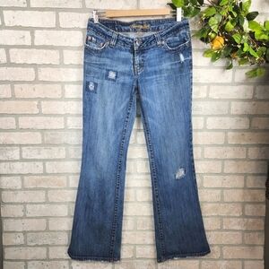VINTAGE AMERICAN EAGLE Patchwork Flare Jeans Size 4 Boy Fit